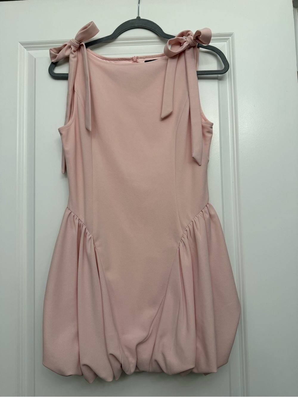 Sleeveless Pink Tie-Shoulder Bubble Hem Women's Dress